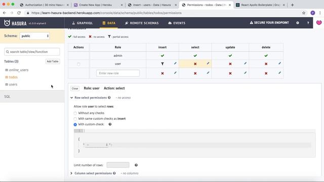 5.1 Create permissions for todos table смотреть онлайн