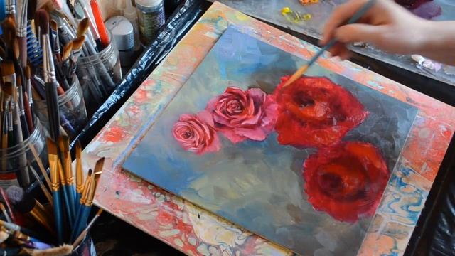 ТОП/ РОЗЫ обалденно красивые/ Картина маслом. смотреть онлайн