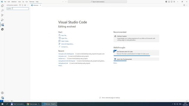 Установка python на windows10, добавление расширений в VSCode (install python, configure IDE) смотреть онлайн