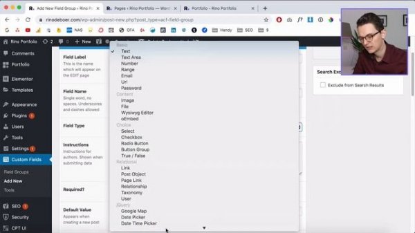 Creating Custom Post Types With ACF and CPT UI for my Portfolio