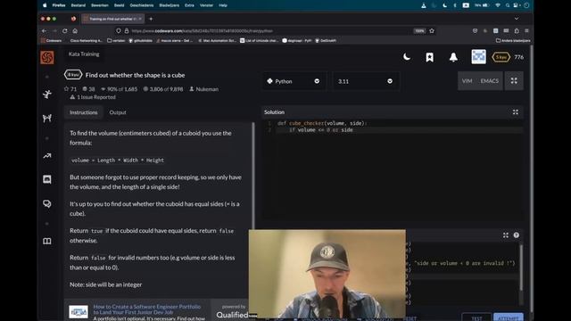 Codewars (Python?) | Find out whether the shape is a cube | kyu8 смотреть онлайн