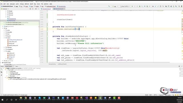 Kotlin Android Tutorial New Eat It part 57 Integrated Google Places into Client App смотреть онлайн