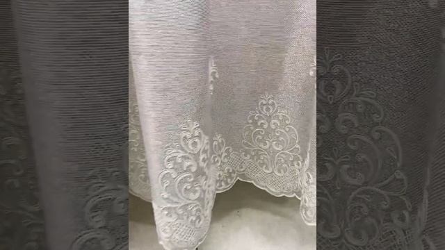 Тюль на основе льна с красивой вышивкой . Цвет: Коричневый смотреть онлайн