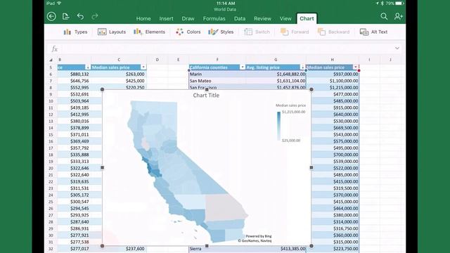How to use maps charts in Microsoft Excel for iOS смотреть онлайн