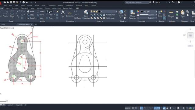 Autodesk AutoCAD 2021 แบบฝึกหัดภาพที่1 смотреть онлайн
