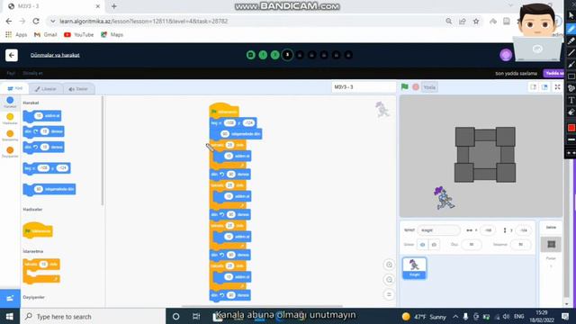 Mars Algoritmika | 5-ci sinif | Modul 2 | Dönmələr və hərəkət | Dərs 8💻 👨🏻💻 смотреть онлайн