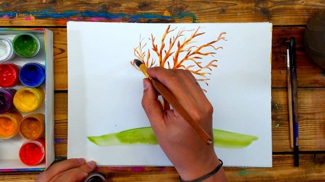 Весеннее дерево / краски ГУАШЬ для детей смотреть онлайн