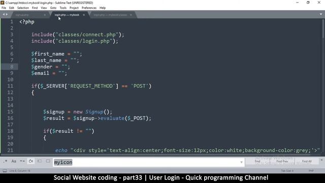 Social Website from scratch - Part 33 - User login | OOP PHP with MYSQL Database смотреть онлайн