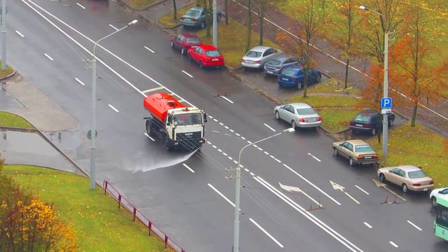 23.10.2016 Поливка улицы после небольшого снега смотреть онлайн