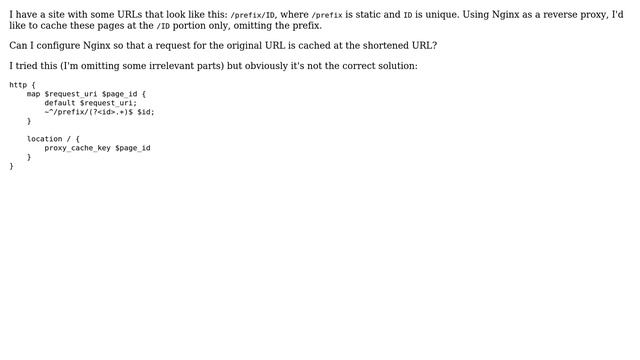DevOps & SysAdmins: Nginx: Can I cache a URL matching a pattern at a different URL? смотреть онлайн