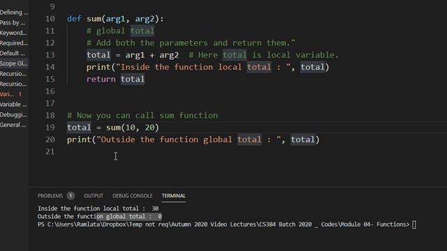 CS384 Python Programming Module 04 Functions Lec 05 Scope Global Local смотреть онлайн