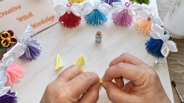 DIY Ribbon Angel / Kanzashi Christmas Angel / Kanzashi Satin Ribbon Angels / Handmade Decoration