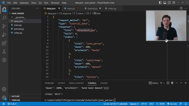 aus JSON ein Python OBJEKT erstellen | JsonParser смотреть онлайн