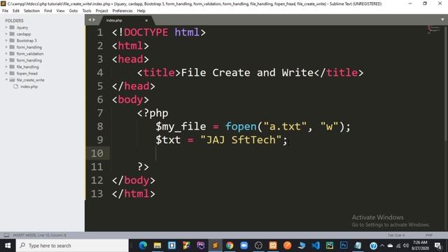 PHP file create and write || fopen() || fwrite() || fclose() function || Bangla tutorial смотреть онлайн