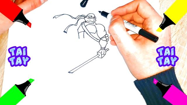 Как нарисовать черепашка НИНДЗЯ ЛЕОНАРДО Рисунок поэтапно смотреть онлайн
