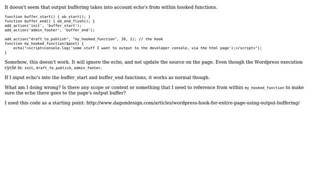 Wordpress: How to use output buffering in Wordpress hooked functions? (2 Solutions!!) смотреть онлайн
