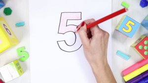 Цифра 5. Учим цифру пять, развивающий ролик. Учим цифры дома