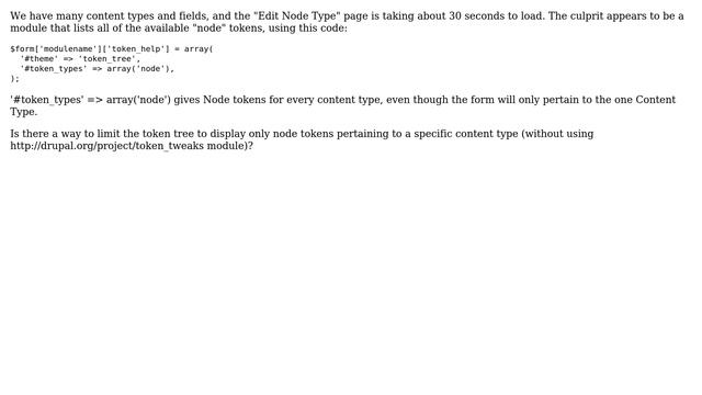 Drupal: How can I limit a list of node tokens to only a particular node type? смотреть онлайн