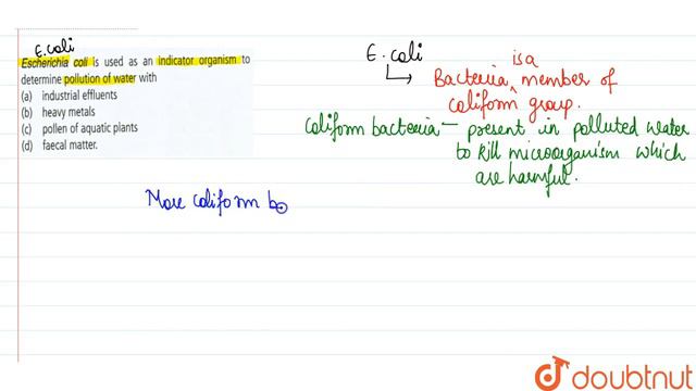Escherichia coli is used as an indicator organism to determine pollution of water with смотреть онлайн
