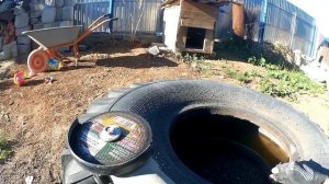 Как разрезать грузовую покрышку- дела садовые