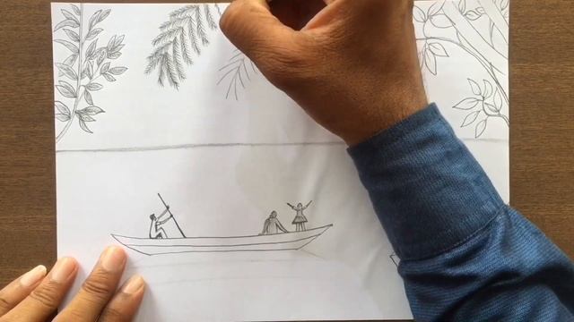How to Draw Moonlight Night Scenery | Sea & Boat | Pencil Sketch step by step (easy drawing video) смотреть онлайн