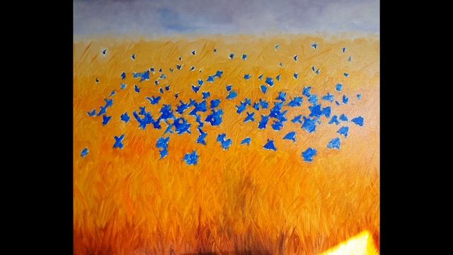 Васильковое поле. Пейзаж. Живопись маслом. Cornflowers. Oil painting. смотреть онлайн