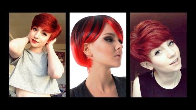 Красные оттенки на коротких волосах смотреть онлайн