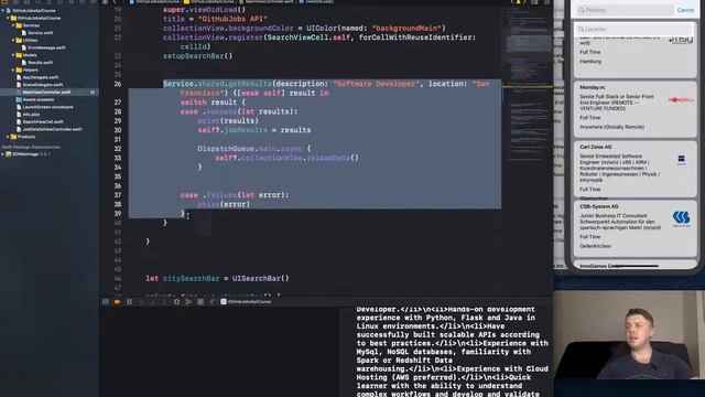GitHub Job Search API. How to implement the Search Controller and Search bar in iOS app. смотреть онлайн