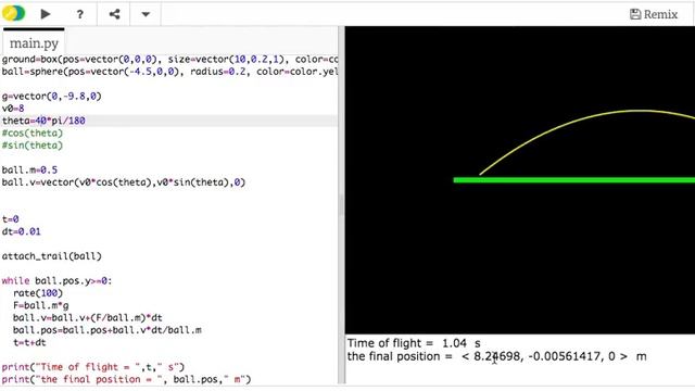 Projectile Motion Example with Python смотреть онлайн
