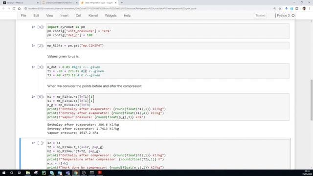 Calculating the Coefficient of Performance of an ideal refrigeration cycle | Python Thermodynamics смотреть онлайн