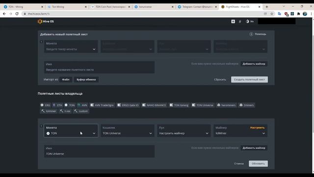 Настройка TonUniverse HiveOS | lolMiner | Как настроить майнер | Прибыльный майнинг TON смотреть онлайн