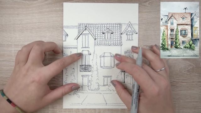 Как нарисовать дом. Урок рисования. Скетчинг для начинающих. смотреть онлайн
