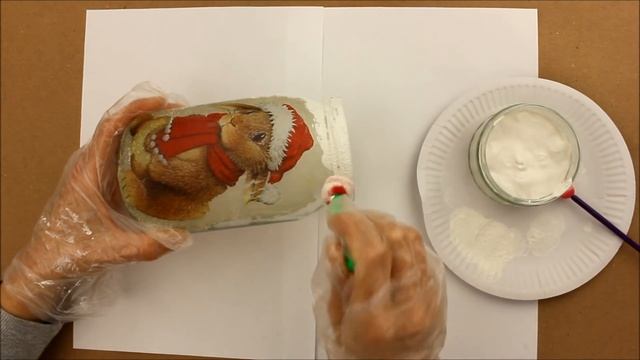 Decoupage Christmas Glass Lantern - Fast & Easy Tutorial - DIY