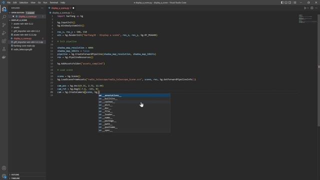 Import and display a 3D scene with Harfang 3D in Python смотреть онлайн