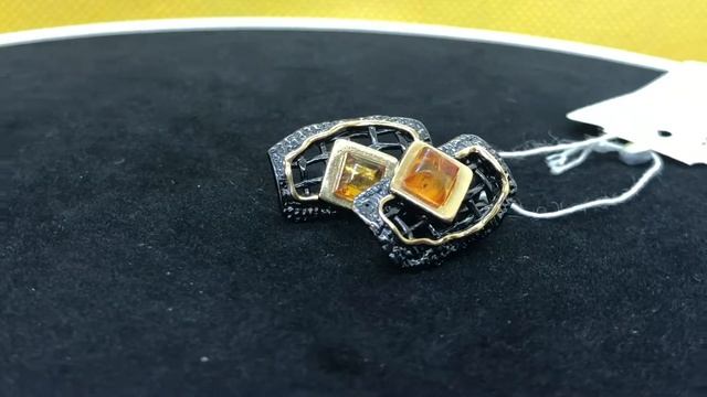 Серебряное кольцо и серьги с янтарем смотреть онлайн