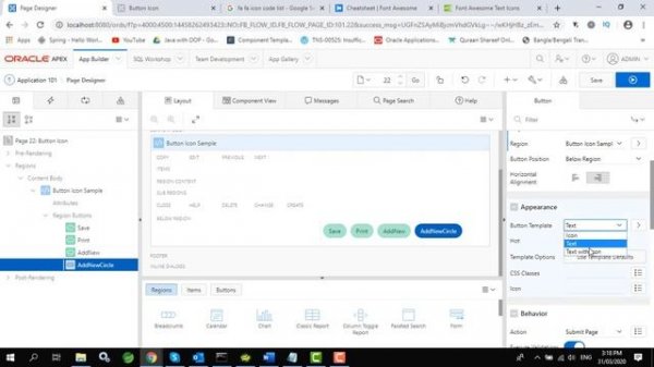 how to add icon on a button in oracle apex