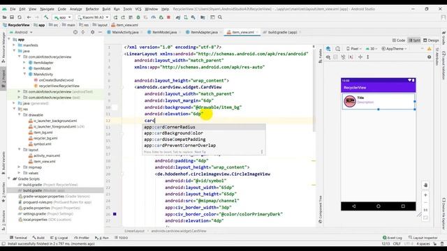 Recyclerview Part-2 | Cardview and CircularImageview added | Add Image in recyclerview | android ap смотреть онлайн
