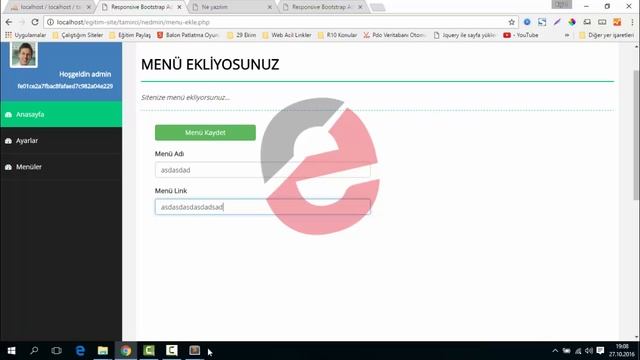 42-Php Dersleri - Menü yapımı, Admin Menü ekleme,düzenleme,silme işlemleri смотреть онлайн