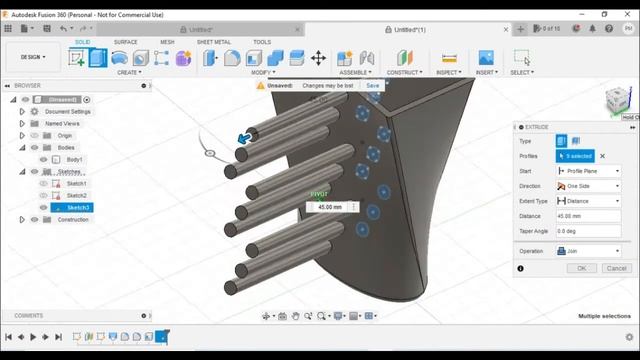 Часть 2 Отверстия в 3d модели Fusion 360 смотреть онлайн