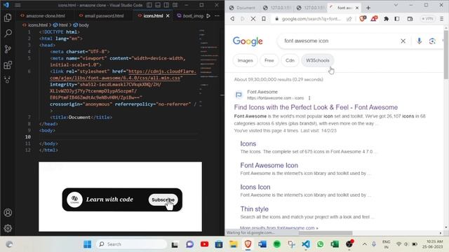 How to add icon in html | How to add font awesome icons in html | Font awesome @learnwithcode102 смотреть онлайн