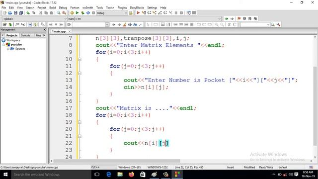 Transpose of Matrices in C++ Programming (Hindi) смотреть онлайн