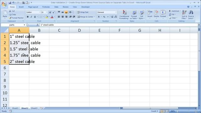 Data Validation 2 - Create Drop Down Menus From Source Data on Separate Tabs in Excel смотреть онлайн