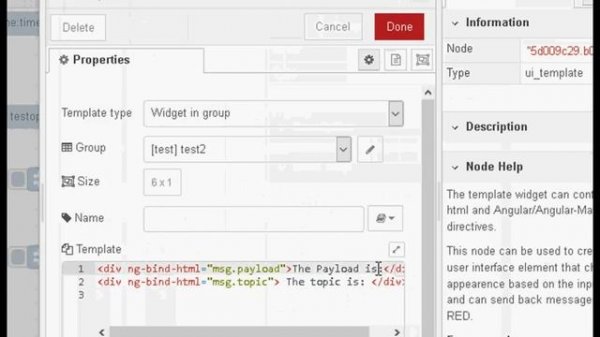 Using The Node-Red Template UI Node or Widget
