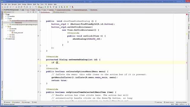 Android Tutorial For Beginners 26 #  Android TimePicker Dialog ( TimePickerDialog )