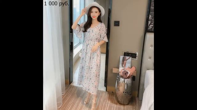Одежда с AliExpress. Модное шифоновое платье больших размеров до середины икры. смотреть онлайн
