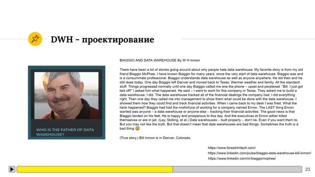 03.03.2022 Биография DWH (Владислав Марчевский)#de #dwh #Inmon #Kimball смотреть онлайн