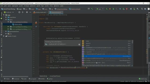 DatePicker Dialog in android app | (Android + Kotlin) смотреть онлайн