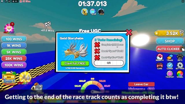 [LIMITED EVENT] How to get the GOLD GLORYHELM in RACE CLICKER | Roblox смотреть онлайн