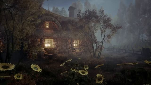 Magic village at Hogsmeade with healing sounds of autumn rain and thunder | Hogwarts Legacy смотреть онлайн