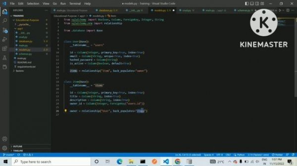 Database connectivity in FastAPI | foreignkey relationships in fastapi